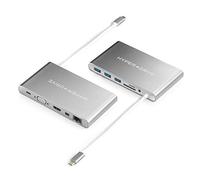 HYPER Unidad USB Hub C, Tipo C Soporte para Adaptador W de Potencia a la Carga, USBC 5Gbps de Datos, 4K HDMI, Puertos 3xUSB 3.1, VGA, Etc. Space Gray