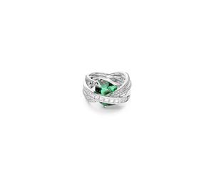 Hyperbola - Vert Argenté - Cocktail - Bague - Swarovski 52