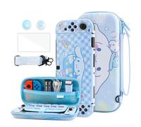 HYPERCASE Funda de transporte azul para Nintendo Switch OLED, bonita bolsa de accesorios de viaje para almacenamiento de consola Switch OLED, con cubierta protectora dura, protector de pantalla