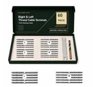 Hypergiant Tornillos de rosca T316 de acero inoxidable para diestros e izquierdos para postes de madera de 0.12 pulgadas, kit de barandilla de cable de cubierta para cubiertas con llave (60, plateado)