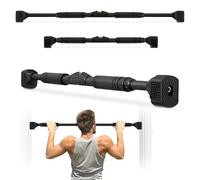 HyperMotion Barra de dominadas ajustable 74-100 cm, carga máxima 200 kg, montaje sin taladrar, acero con asas NBR y extremos antideslizantes TPR, nivel integrado, color negro - Home Fitness