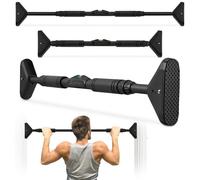 HyperMotion Barra de expansión - Ajustable 70-100 cm, capacidad de carga de 200 kg, sin montaje perforado, empuñaduras de espuma NBR, nivel de burbuja integrado, puntas TPR, negro