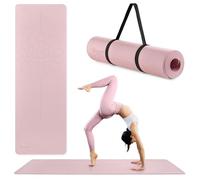 HyperMotion Esterilla de Yoga y Ejercicio TPE Lotus 6 mm 183 x 61 cm Rosa Antideslizante Fitness Pilates Entrenamiento con Cinturón Ligero Duradero