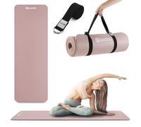 HyperMotion Esterilla Yoga NBR 183x61x1,5 cm Rose empolvado, Grosor 15 mm Antideslizante, con Correa para Transporte y Estiramientos, Colchoneta Fitness para Pilates y Relajación