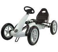 HyperMotion Kart Deportivo de Pedales - para Niños 5-8 Años, Chasis MetáLico Resistente, 2 Frenos de Mano, Ruedas Inflables 30cm, Asiento Ajustable - Color Gris
