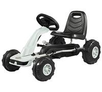 HyperMotion Karts para niños Coche de Pedales de 3 a 5 años - Go Kart Buggy Katring Quad 2 Frenos de Mano en Ruedas traseras - 4 Ruedas de Metal + plástico, Gris