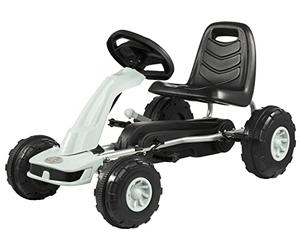 HyperMotion Karts para niños Coche de Pedales de 3 a 5 años - Go Kart Buggy Katring Quad 2 Frenos de Mano en Ruedas traseras - 4 Ruedas de Metal + plástico, Gris