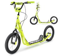 HyperMotion Runkie Patinete Urbano 16 Pulgadas Ruedas Inflables, Manillar Ajustable, Doble Freno Manual, para Niños Desde 8 Años, Jóvenes y Adultos, Amarillo