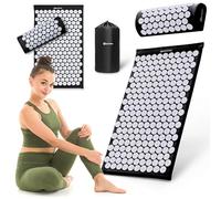 Hypermotion - Set de Alfombra de Acupresión con Cojín - Alfombra de Acupuntura y Masajeador de Espalda y Cuello para Cervicales, Ciática y Relax - Colchoneta Sueca con Flores de Loto y Bolsa