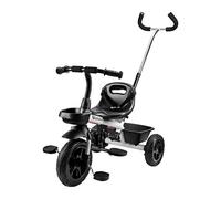 HyperMotion Triciclo Infantil con Mango Parental y Cinturón - Bicicleta Niño Primera Edad, Ruedas Anchas 10/8in - Triciclo Bebe Seguro, Sillín Ergonómico, 1-4 Años, Gris