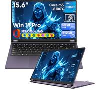 HYPERSTRIX Computadora portátil de 15.6 pulgadas 2 en 1, Win 11 Pro 16GB RAM 512GB SSD Core m3 8100Y (hasta 3.40 GHz), MS Office 365 ultrafina, pantalla táctil FHD, Wi-Fi 5, BT5.1, RJ45, teclado