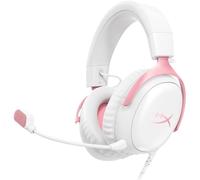 HyperX Cloud III - Auriculares Gaming con Cable, PC, PS5, Xbox, Drivers 53 mm, DTS, Marco Resistente, micrófono 10mm, USB-C, USB-A, Blanco-Rosa