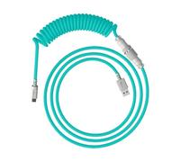 HyperX Coiled Cable - Cable en Espiral para teclados, Pet y Nailon Tejido, 1.37 Metros, PC, conexión USB-C a USB-A, personalización y Orden, Verde-Blanco