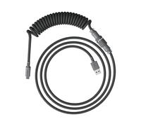 HyperX Coiled Cable - Cable en espiral para teclados, PET y nailon tejido, 1.37 metros, PC, conexión USB-C a USB-A, personalización y orden, Gris
