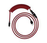 HyperX Coiled Cable - Cable en espiral para teclados, PET y nailon tejido, 1.37 metros, PC, conexión USB-C a USB-A, personalización y orden, Rojo-Negro