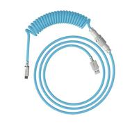HyperX Coiled Cable - Cable en espiral para teclados, PET y nailon tejido, 1.37 metros, PC, conexión USB-C a USB-A, personalización y orden, Azul-Blanco