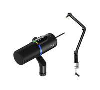 HyperX Flipcast - Micrófono dinámico cardioide para Streaming, podcasts y grabación Vocal + Brazo Caster