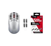 HyperX Pulsefire Haste 2 S - Ratón Gaming inalámbrico, Carcasa de magnesio, Ultra-Ligero 64g, batería 120h, Glass Skates, Sensor 26K Plata + Patines de respuesto