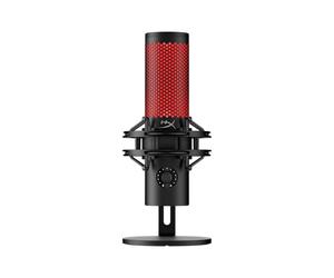 HyperX Quadcast 2 - Micrófono USB para gaming, streaming, podcast, cuatro patrones polares, controles, LED, antivibración, para PC, PS4, PS5 y Mac, Negro y Rojo