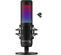 Hyperx QuadCast S - Micrófono Condensador USB RGB para PC, PS4, PS5 y Mac, Montaje antivibración, 4 Patrones Polares, Filtro Pop, Control de Ganancia, Juegos, transmisión, podcasts, Tarjeta Micro SD