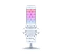 HyperX QuadCast S - Micrófono de condensador USB, iluminación RGB, soporte de choque antivibración, cuatro patrones polares, filtro pop, control de ganancia, para PC, PS4, PS5 y Mac, Blanco