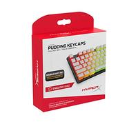 HyperX Teclas Pudding Keycaps, Conjunto completo de teclas, PBT, Blanco, Diseño inglés (EE. UU.), 104 teclas, retroiluminado, perfil OEM