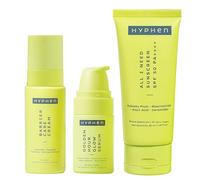 Hyphen Régimen diario de cuidado facial para pieles mixtas y grasas, kit facial de 3 pasos con suero facial, crema y protector solar SPF 50 para controlar el exceso de aceite y mejorar la barrera de