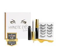 HYPNOTIC EYES - Pestañas magnéticas con delineador de ojos, set de 5 pares de pestañas efecto 3D de aspecto natural, 2 tubos de delineador de ojos y una pinza, pestañas magnéticas reutilizables