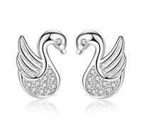 Hypoallergenic Earrings for Women/Girls Stud Earrings Sterling Silver with Zirconia White Goose Stainless Glitter Studs Spike Party Earrings for Women Girlfriend