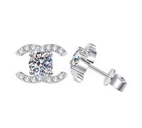 Hypoallergenic Earrings for Women S925 Silver Bow Studs with Crystals | Trendy Jewelry | Nickel Gold Plated & Silver | Dainty Earrings for Sensitive Ears, Gifts, Weddings, Daily