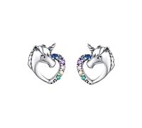 Hypoallergenic Flat Back Earrings for Women Unicorns Rhinestones Anti Allergy Temple Earring Pair