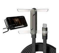 HYPYXUS Cable de carga invisible con soporte, cable de carga múltiple con puerto tipo C/USB/L, cables de carga rápida trenzados plegables de 240 W con soporte para teléfono incorporado (U-C)