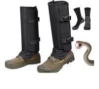 HYPYXUS Polainas para piernas a prueba de serpientes, protectores impermeables ajustables para mordeduras, protección antiserpientes para caza, regalo para el personal al aire libre (Black)