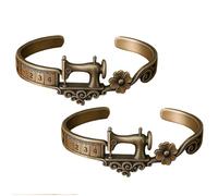 HYPYXUS Pulsera con temática de máquina de coser, cinta métrica vintage y pulsera de flores creativa, joyería ajustable única para amantes de la costura (2 PCS)
