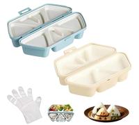 HYPYXUS Stampo Onigiri 6 in 1, stampo triangolare per sushi, stampi triangolari per avvolgere palline di riso e alghe per picnic e conservazione quotidiana del sushi e preparazione (2PcsC)