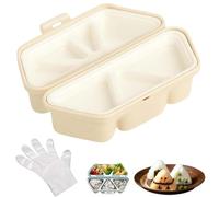 HYPYXUS Stampo Onigiri 6 in 1, stampo triangolare per sushi, stampi triangolari per avvolgere palline di riso e alghe per picnic e conservazione quotidiana del sushi e preparazione (Beige)