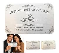 HYPYXUS Tarjeta de billetera de pase nocturno de fecha de por vida, velada romántica, tarjeta de masaje de por vida, tarjetas de pase de amor de pareja grabadas románticas divertidas (#01)