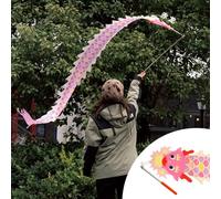 HYQING Cinta de Baile Dragon POI for niños y Adultos, Vara telescópica for Ejercicios al Aire Libre con Serpentina Dragon y Bolsa de Viaje, Cintas giratorias Dragon de 2,4 m de Largo(Pink)