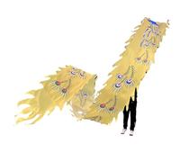 HYQING Cinta de Danza del dragón con Plumas de Pavo Real y POI de dragón, Lavable, de 7,9 m de Largo, con diseño de dragón y Cabeza de dragón, Ideal for Deportes al Aire Libre y Fitness.(Yellow)