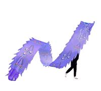 HYQING Cinta de Danza del dragón con Plumas de Pavo Real y POI de dragón, Lavable, de 7,9 m de Largo, con diseño de dragón y Cabeza de dragón, Ideal for Deportes al Aire Libre y Fitness.(Purple)