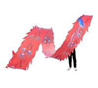 HYQING Cinta de Danza del dragón con Plumas de Pavo Real y POI de dragón, Lavable, de 7,9 m de Largo, con diseño de dragón y Cabeza de dragón, Ideal for Deportes al Aire Libre y Fitness.(Red)
