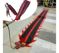 HYQING Cinta de Danza del dragón Negra y roja con diseño de dragón POI, Lavable con Cabeza de dragón, de 6 m, 8 m, 10 m y 12 m de Largo, Ideal for Hacer malabarismos y Fitness.(12m (39 ft))