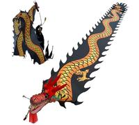 HYQING Cinta de dragón for Ejercicios al Aire Libre, diseño de dragón Lavable, banderín Giratorio, Bandera artística for Adultos y Personas Mayores con Cabeza de dragón Realista.(Black,8 m (26 ft))