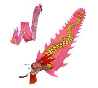 HYQING Cinta de dragón for Ejercicios al Aire Libre, diseño de dragón Lavable, banderín Giratorio, Bandera artística for Adultos y Personas Mayores con Cabeza de dragón Realista.(Pink,6 m (20 ft))