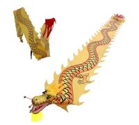 HYQING Cinta de dragón for Ejercicios al Aire Libre, diseño de dragón Lavable, banderín Giratorio, Bandera artística for Adultos y Personas Mayores con Cabeza de dragón Realista.(Yellow,10 m (33 ft))