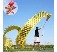 HYQING Cinta de dragón POI con Escamas Doradas, Cinta de dragón POI, Cinta de dragón for lanzar con Estampado Dorado, Bandera de Baile artístico for malabarismo y Gimnasio.(Yellow,8 m (26 ft))