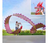 HYQING Cinta de dragón POI con Escamas Doradas, Cinta de dragón POI, Cinta de dragón for lanzar con Estampado Dorado, Bandera de Baile artístico for malabarismo y Gimnasio.(Purple,10 m (33 ft))