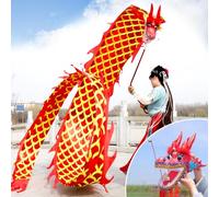 HYQING Cinta giratoria de dragón POI Rojo y Dorado, Juego de dragón POI Chinoiserie for malabarismo de Gimnasia, Serpentina de dragón de Dos Caras for Parques, Patios, plazas y Playas.(8 m (26 ft))