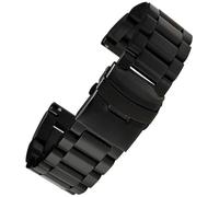 HYQING Correa de reloj, correa de reloj de acero inoxidable de 22 mm, 24 mm y 26 mm, pulsera de metal de gran tamaño for hombre(Black,22mm)