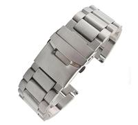 HYQING Correa de reloj, correa de reloj de acero inoxidable de 22 mm, 24 mm y 26 mm, pulsera de metal de gran tamaño for hombre(Silver,24mm)